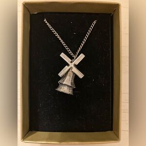 Vintage windmill charm necklace
